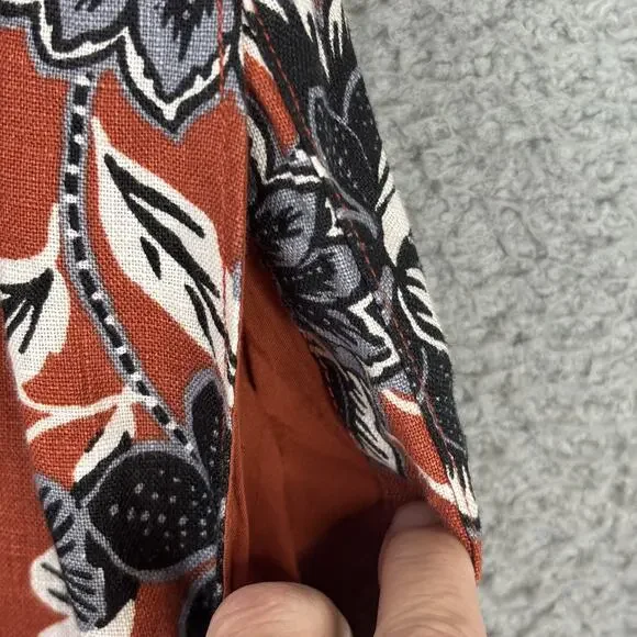 Garnet Hill Linen Dress 6 Beachy Floral Natural Pockets Sleeveless Resort 2022 - Picture 6 of 11